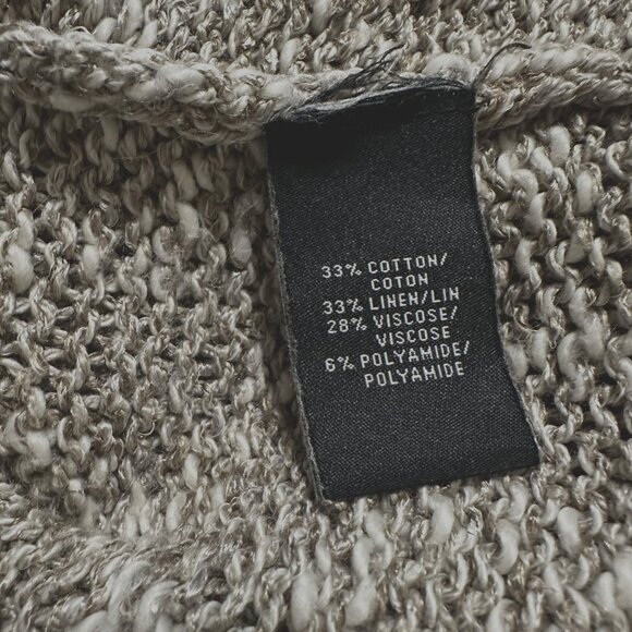 LAFAYETTE 148 Open Knit Linen Cotton Sweater S Taupe Gray Layering Lightweight - Picture 8 of 10